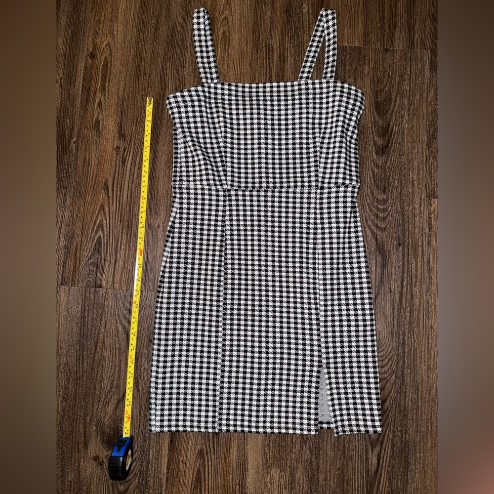 Monochrome Gingham Midi Dress